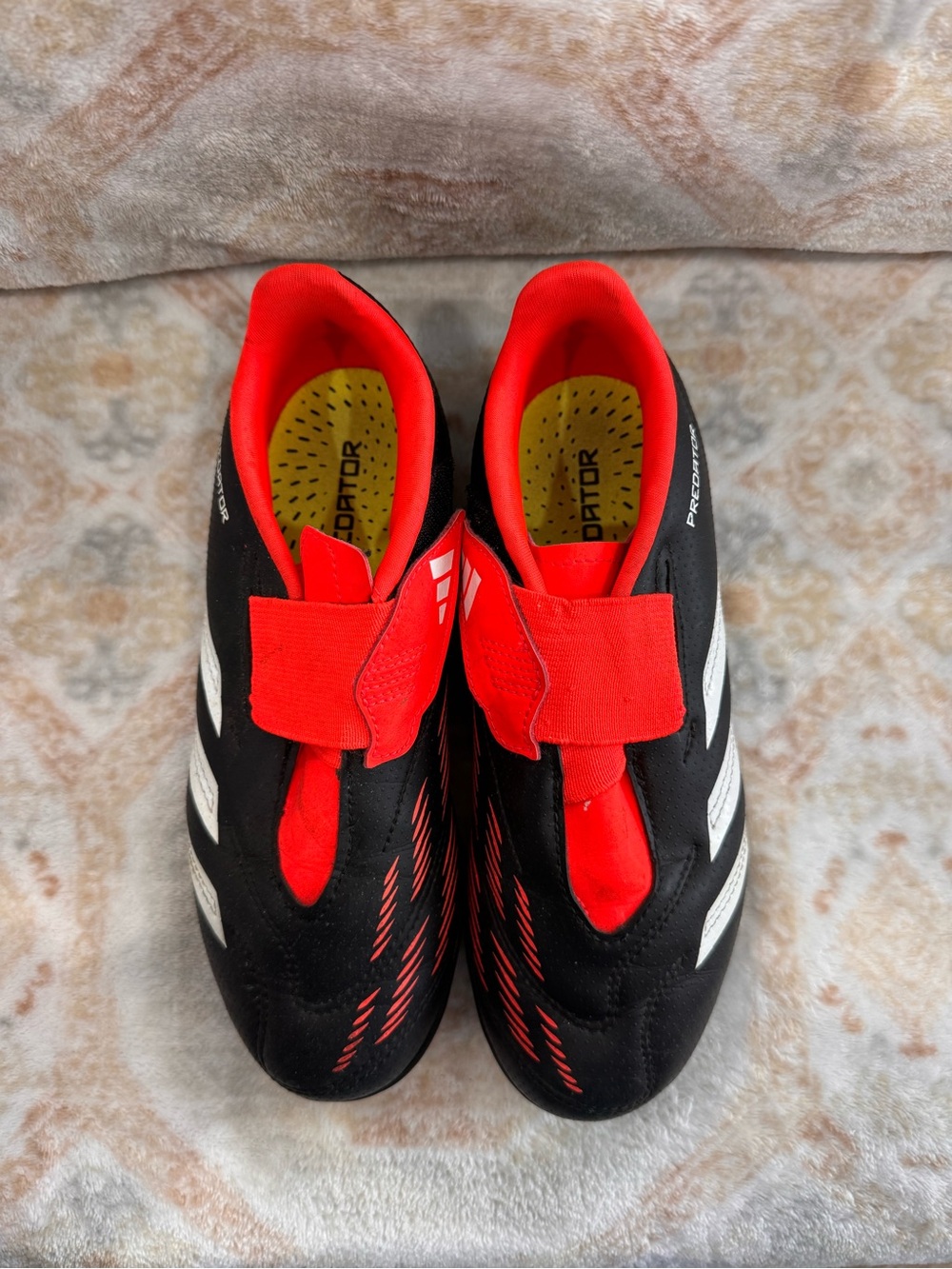 adidas Kids Black and Red Predator Soccer Sneakers